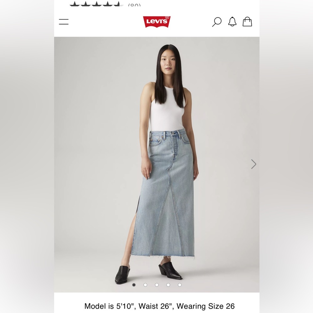 NWOT Levi's ICON LONG SKIRT Size 25 - Classic Blue Denim Jeans